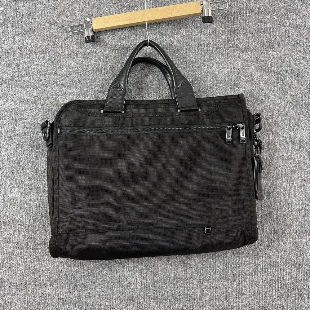 Tumi Black Alpha 3 Laptop Briefcase Bag Soft Case Men Nylon Travel Work Office